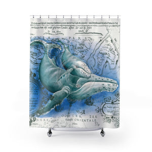 Humpback Whales Vintage Map Shower Curtain 71 X 74 Home Decor