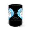 Huskies Blue Heart Watercolor Black Mug 15Oz