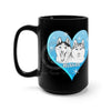 Huskies Blue Heart Watercolor Black Mug 15Oz