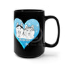 Huskies Blue Heart Watercolor Black Mug 15Oz