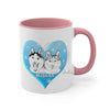 Husky Dog Heart Love Blue Art Accent Coffee Mug 11Oz