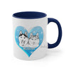 Husky Dog Heart Love Blue Art Accent Coffee Mug 11Oz