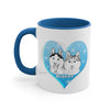 Husky Dog Heart Love Blue Art Accent Coffee Mug 11Oz