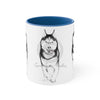 Husky Dog Running Art Accent Coffee Mug 11Oz Blue /