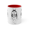 Husky Dog Running Art Accent Coffee Mug 11Oz Red /