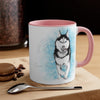 Husky Dog Running Blue On White Art Accent Coffee Mug 11Oz