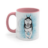 Husky Dog Running Blue On White Art Accent Coffee Mug 11Oz