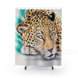 Jaguar Napping Soft Pastel Art Shower Curtain 71 × 74 Home Decor
