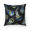 Jellyfish On Grey Black Square Pillow Home Decor