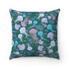 Jellyfish Pattern Aqua Square Pillow 14X14 Home Decor