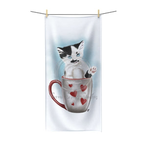 Kitten Cat In The Cup Art Polycotton Towel 30 × 60 Home Decor