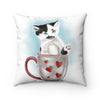 Kitten Cat In The Cup Art Square Pillow Home Decor