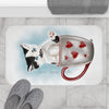 Kitten Cat In The Cup Art White Bath Mat Home Decor