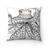 Kraken Octopus Ink White Square Pillow 14 × Home Decor