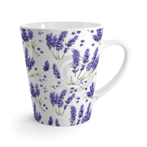 Lavender Purple Romantic Watercolor Pattern White Latte Mug 12Oz Mug