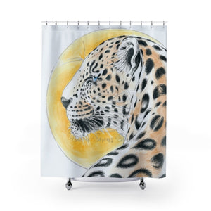Leopard And The Sun Watercolor Ink Art Shower Curtain 71X74 Home Decor