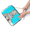 Leopard King Ink Art On Blue Laptop Sleeve