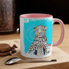 Leopard On Blue Ink Art Accent Coffee Mug 11Oz