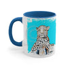 Leopard On Blue Ink Art Accent Coffee Mug 11Oz