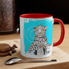 Leopard On Blue Ink Art Accent Coffee Mug 11Oz