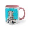 Leopard On Blue Ink Art Accent Coffee Mug 11Oz