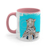 Leopard On Blue Ink Art Accent Coffee Mug 11Oz