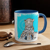 Leopard On Blue Ink Art Accent Coffee Mug 11Oz