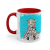 Leopard On Blue Ink Art Accent Coffee Mug 11Oz