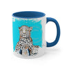 Leopard On Blue Ink Art Accent Coffee Mug 11Oz