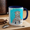 Leopard On Blue Ink Art Accent Coffee Mug 11Oz