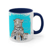 Leopard On Blue Ink Art Accent Coffee Mug 11Oz