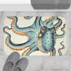 Light Teal Eggshell Octopus Kraken Ink Nautical Art Bath Mat Home Decor