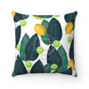 Limes And Lemons Exotic White Chic Square Pillow 14X14 Home Decor