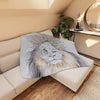Lion Bad Hair Day Art Tan Sherpa Blanket Home Decor