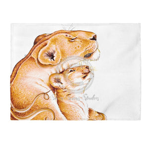 Lioness And Cub Love Ink On White Art Velveteen Plush Blanket 60 × 80 All Over Prints