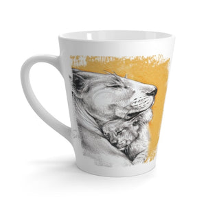 Lioness And Cub Ochre Brushed Art Latte Mug 12Oz Mug