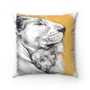 Lioness And Cub Ochre Brushed Art Square Pillow 14 × Home Decor