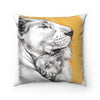 Lioness And Cub Ochre Brushed Art Square Pillow Home Decor