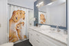 Lioness And The Cub Love Ink Art White Shower Curtain Home Decor