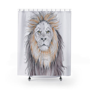 Lions Bad Hair Day Watercolor Ink Art Shower Curtain 71X74 Home Decor