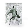 Lone Orca Killer Whale Ancient Green Map Shower Curtain 71X74 Home Decor