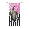 Lone Orca Whale Pink Polka Dot Polycotton Towel Bath 30X60 Home Decor