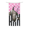 Lone Orca Whale Pink Polka Dot Polycotton Towel Beach 36X72 Home Decor