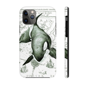 Lone Orca Whale Vintage Map Green White Case Mate Tough Phone Cases Iphone 11 Pro