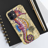 Magenta Seahorse Vintage Map Beige Watercolor Art Case Mate Tough Phone Cases