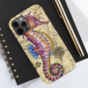 Magenta Seahorse Vintage Map Beige Watercolor Art Case Mate Tough Phone Cases