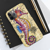 Magenta Seahorse Vintage Map Beige Watercolor Art Case Mate Tough Phone Cases