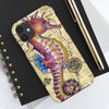 Magenta Seahorse Vintage Map Beige Watercolor Art Case Mate Tough Phone Cases