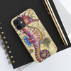 Magenta Seahorse Vintage Map Beige Watercolor Art Case Mate Tough Phone Cases