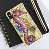 Magenta Seahorse Vintage Map Beige Watercolor Art Case Mate Tough Phone Cases